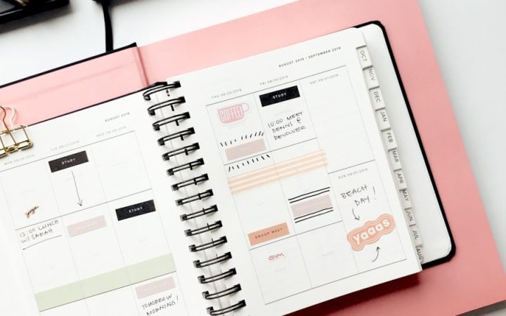 white spiral notebook
